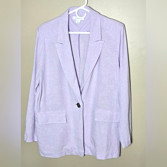 Liz Claiborne Linen Blend Lilac Quiet Luxury Staple Blazer, Size 12 - Picture 1 of 4